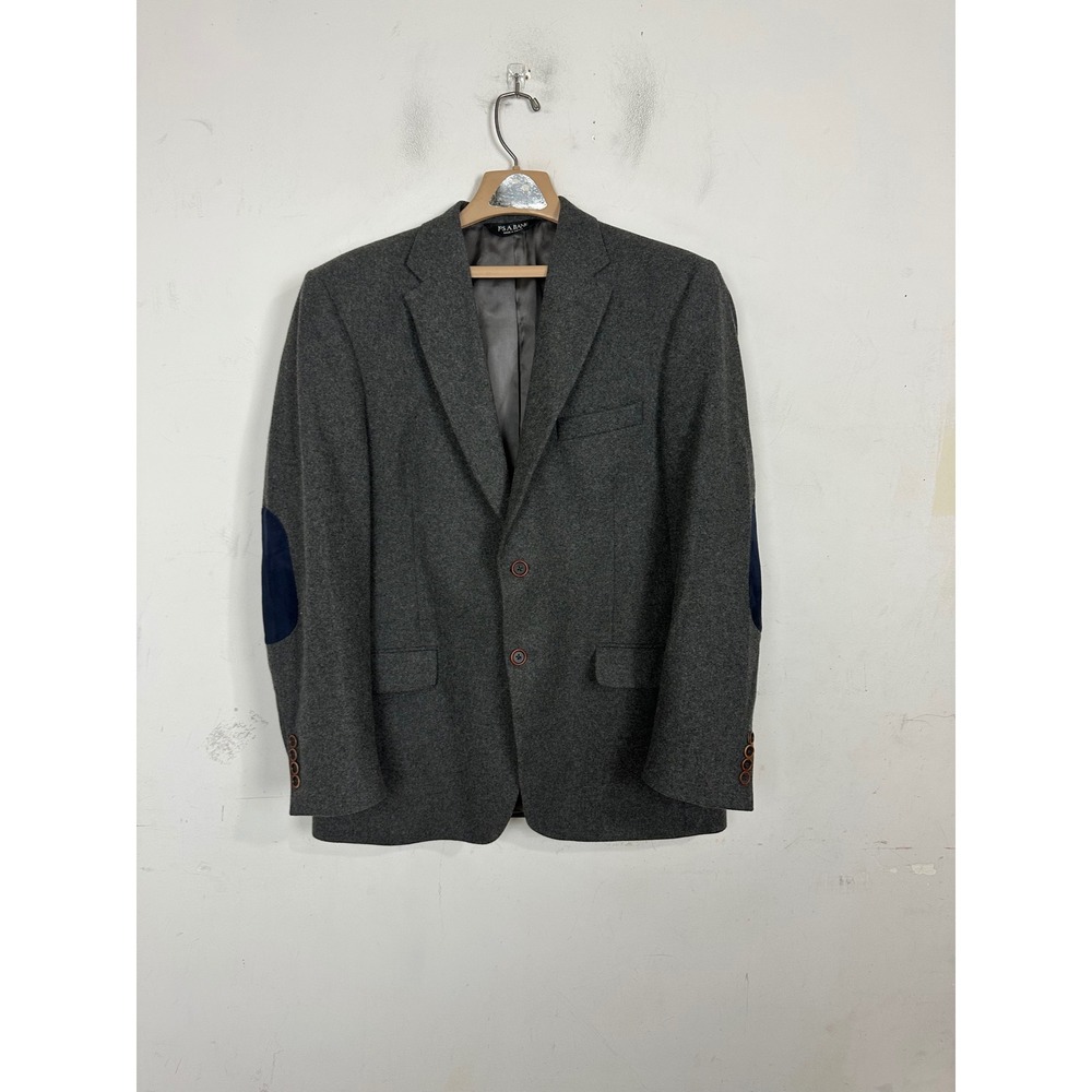 Jos. A. Bank Mens 41R Tailored Fit Wool Blazer Charcoal Grey Elbow Patches